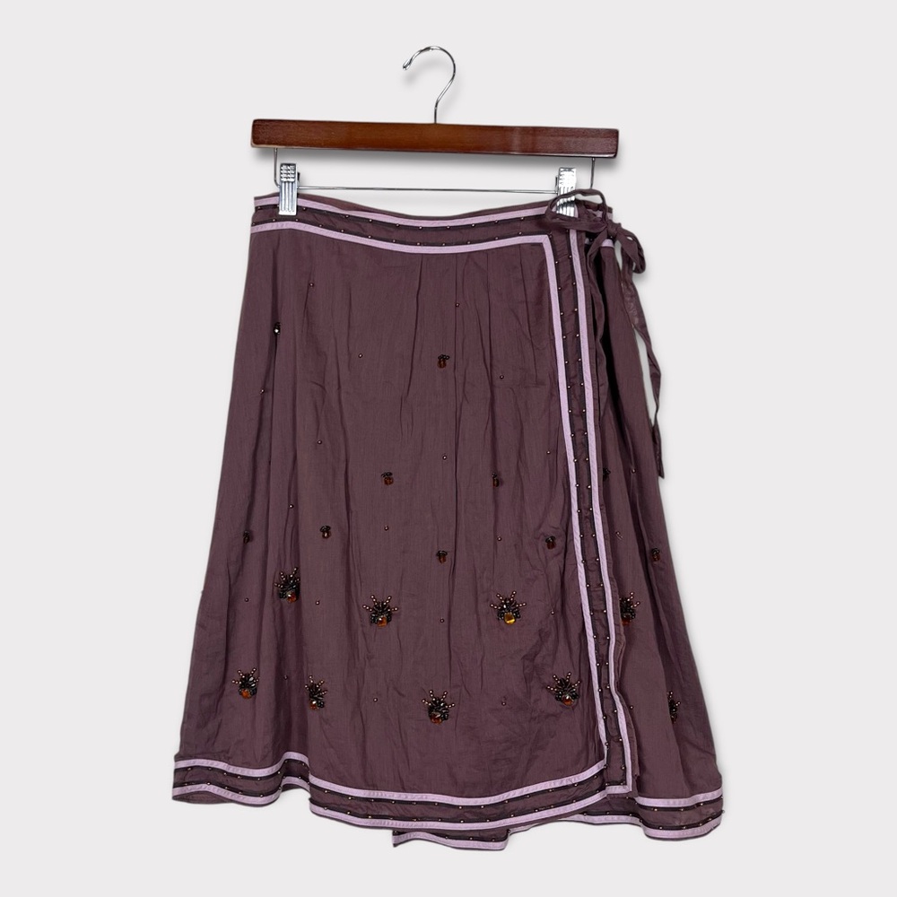 Odille Wrap Skirt 8 Knee Length Embellished Boho Feminine Whimsigoth Purple